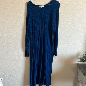 Blue sweater dress.